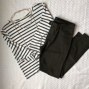 Olive Green Moto Jeggings Size Medium